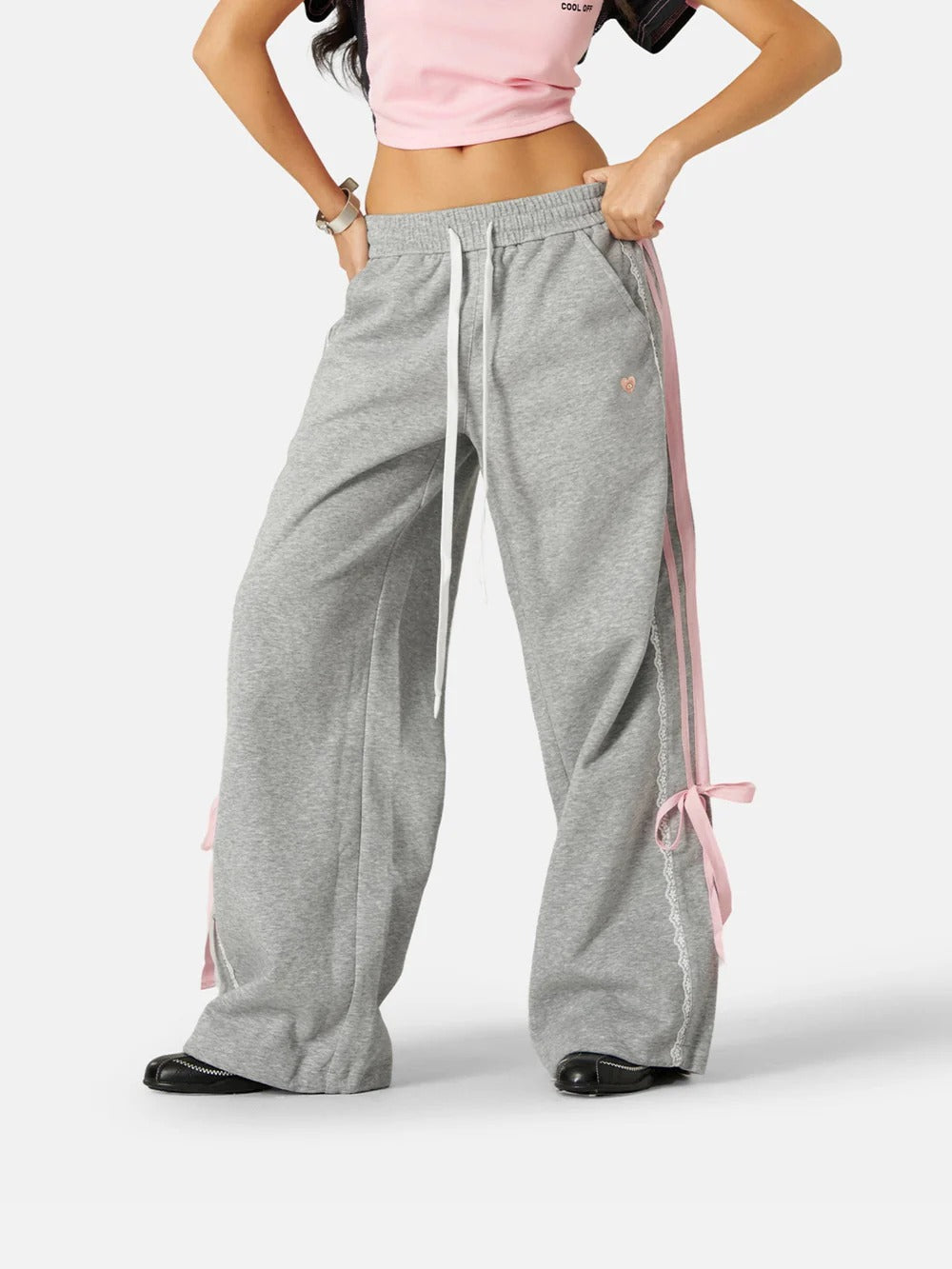 Bow Lace Baggy Sweatpants