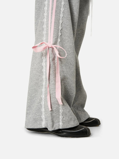 Bow Lace Baggy Sweatpants