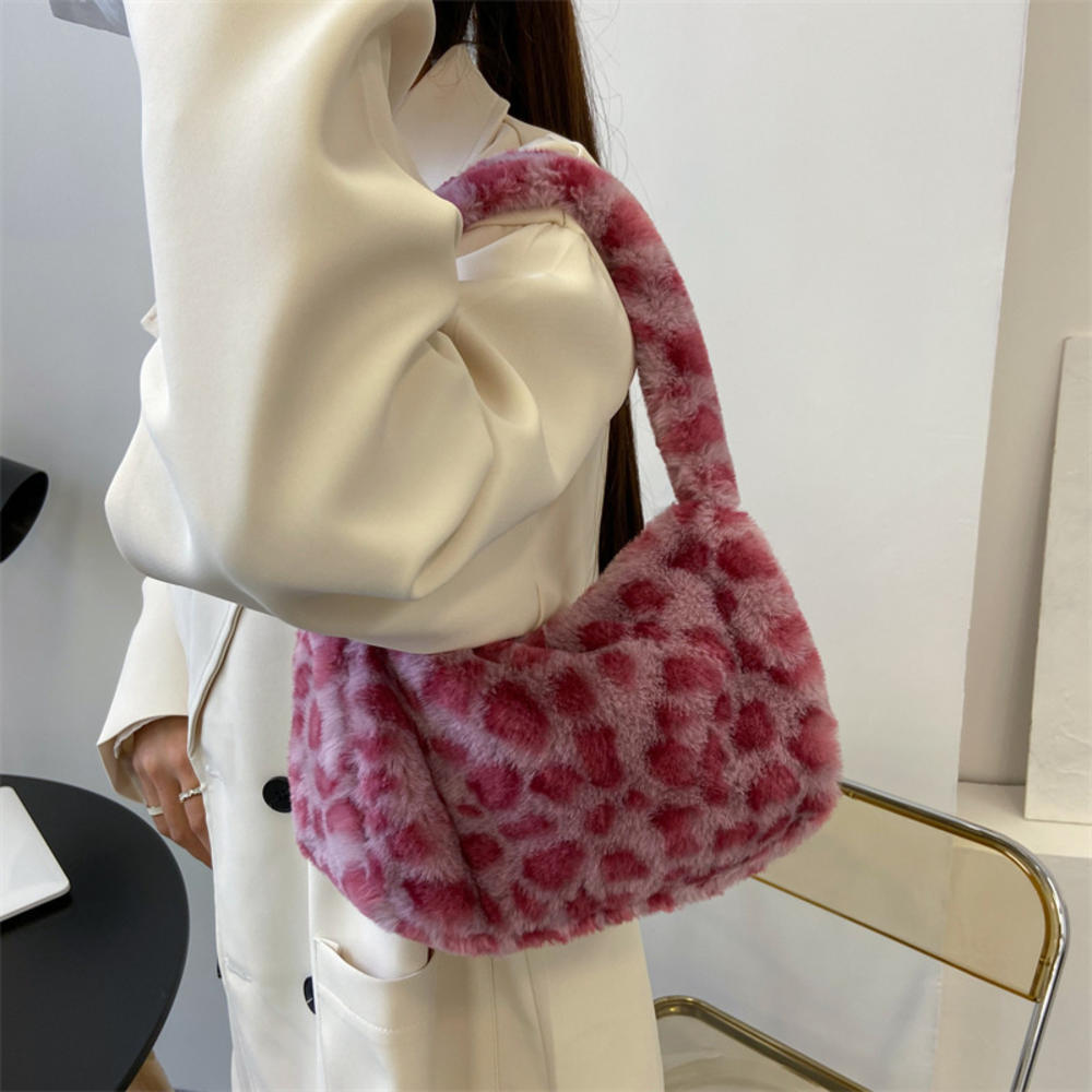 Leopard Plush Shoulder Bag