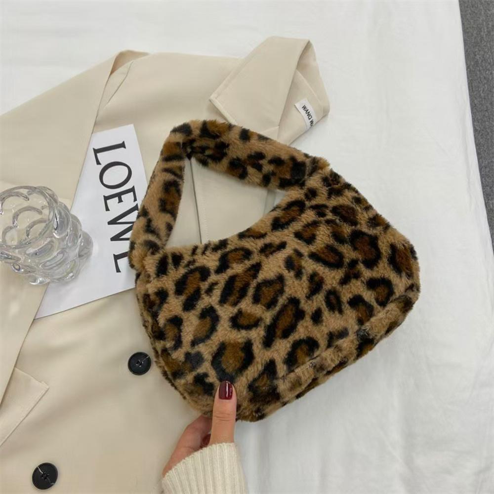 Leopard Plush Shoulder Bag